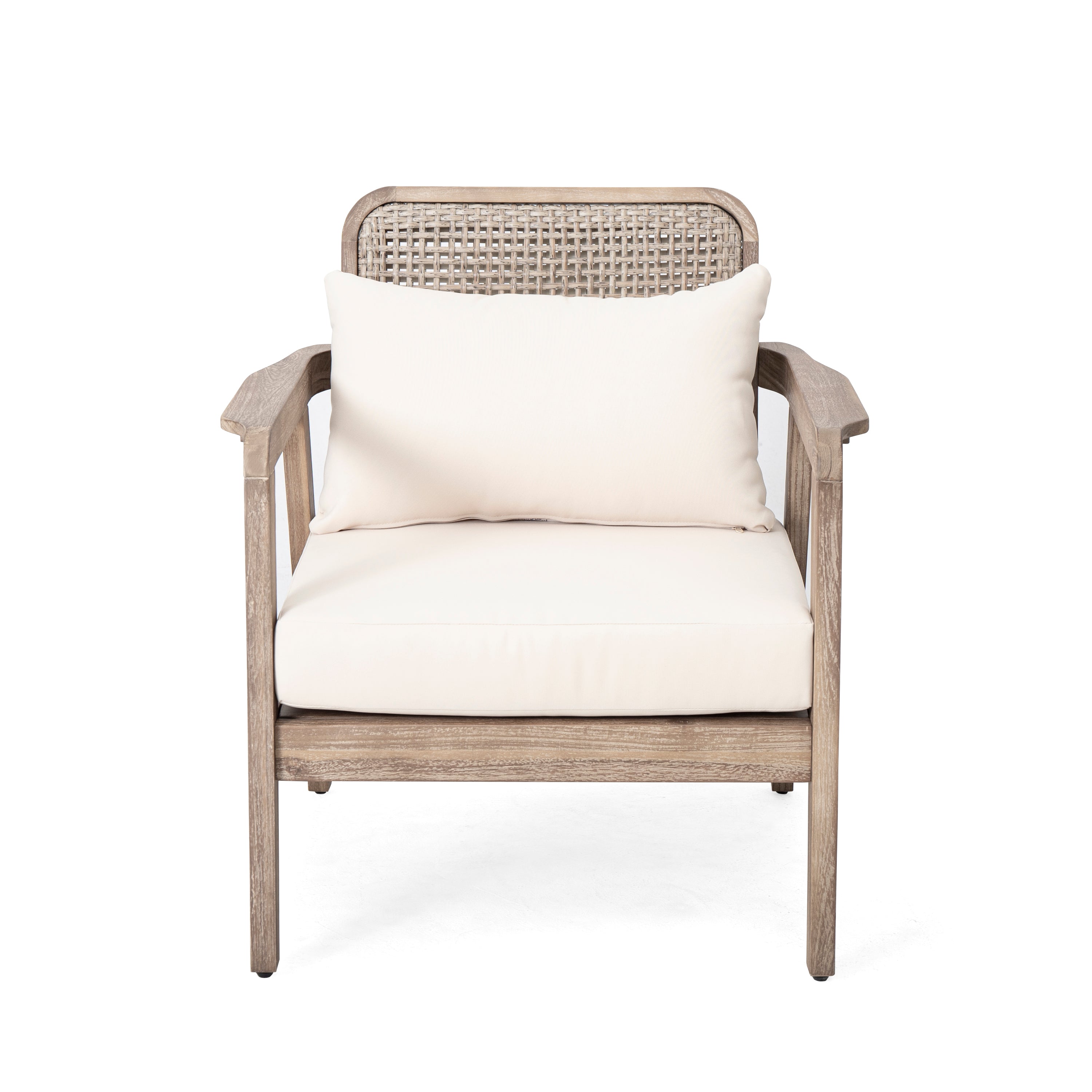 Set of 2 Outdoor Acacia Wood Patio Club Chairs