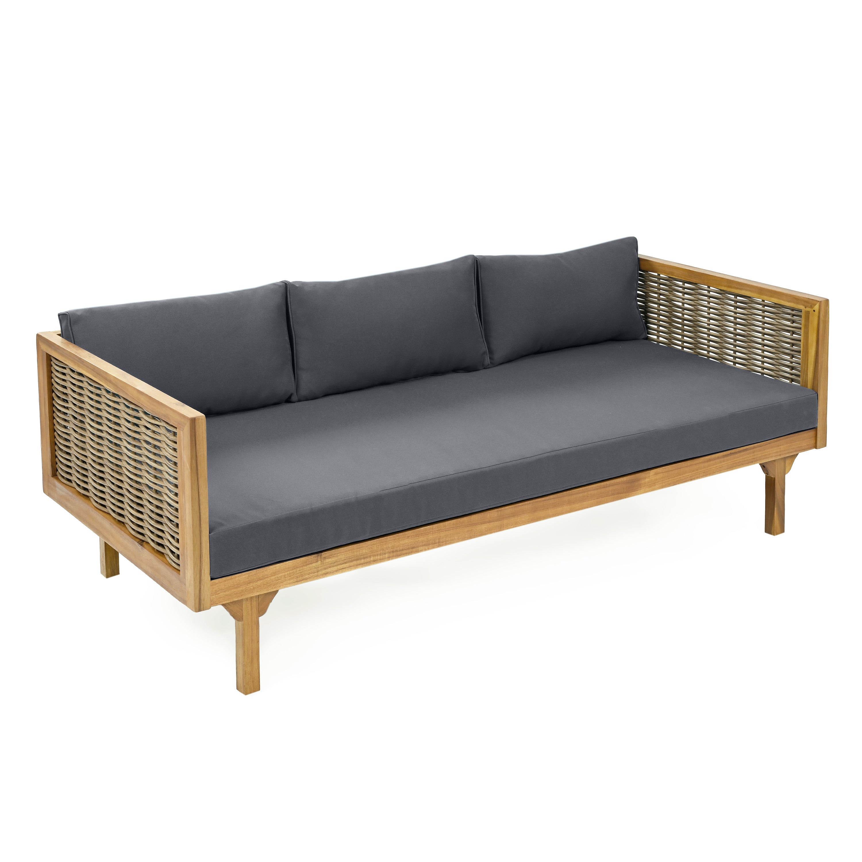 Claremont 3 Seater Daybed With Rattan Arms (Dark)