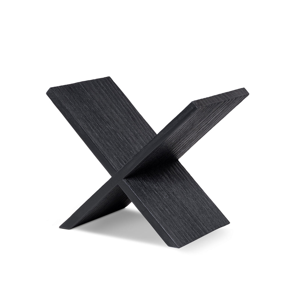 Otto 9-Inch X-Shaped Wood Display Shelf, Matte Black