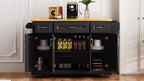 K&K 54-Inch Large Kitchen Island with Rubber Wood Drop Leaf