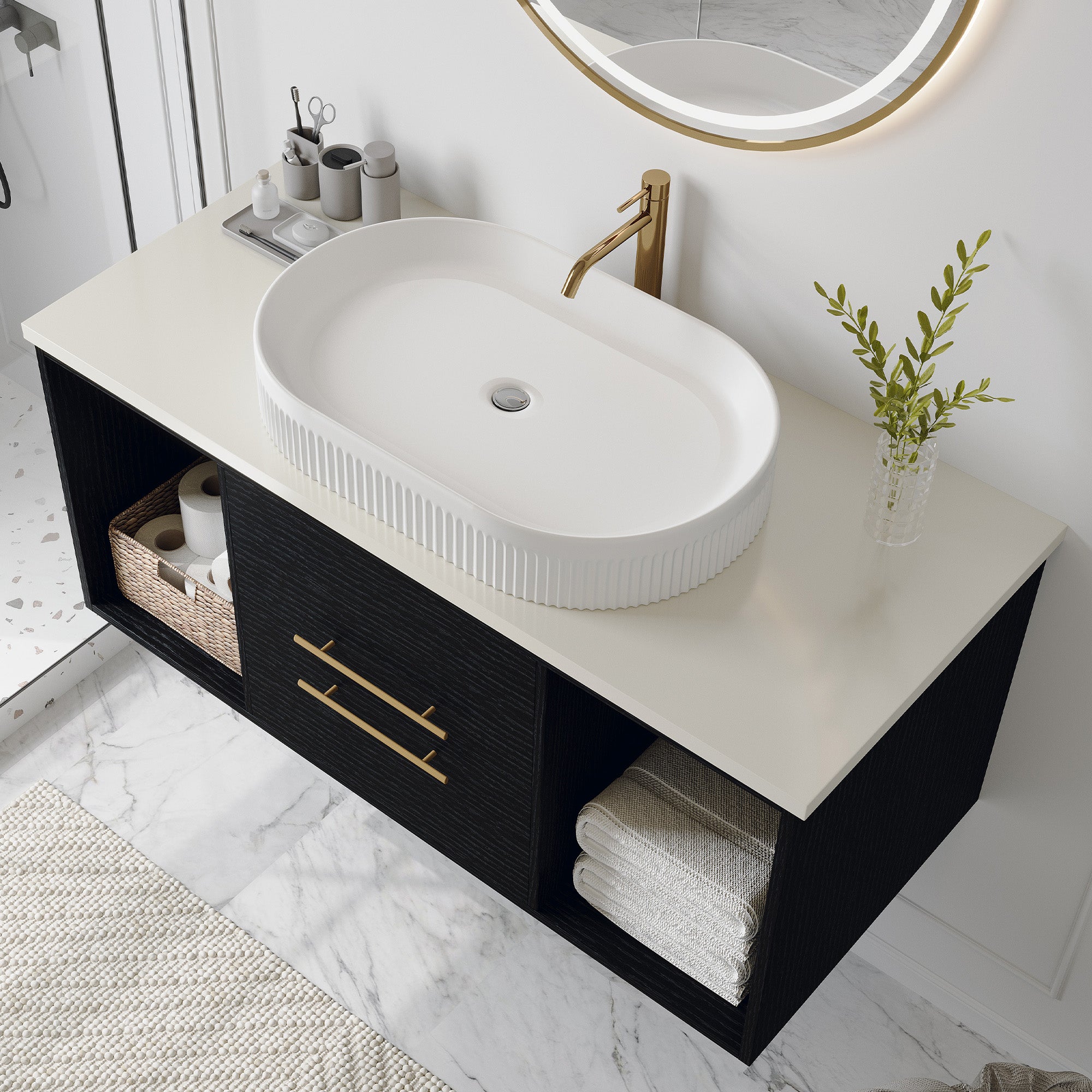 Modern 39.4-In Wall-Mounted Bathroom Vanity