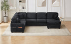Sectional Sofa U-shaped Sectional with Movable Ottoman