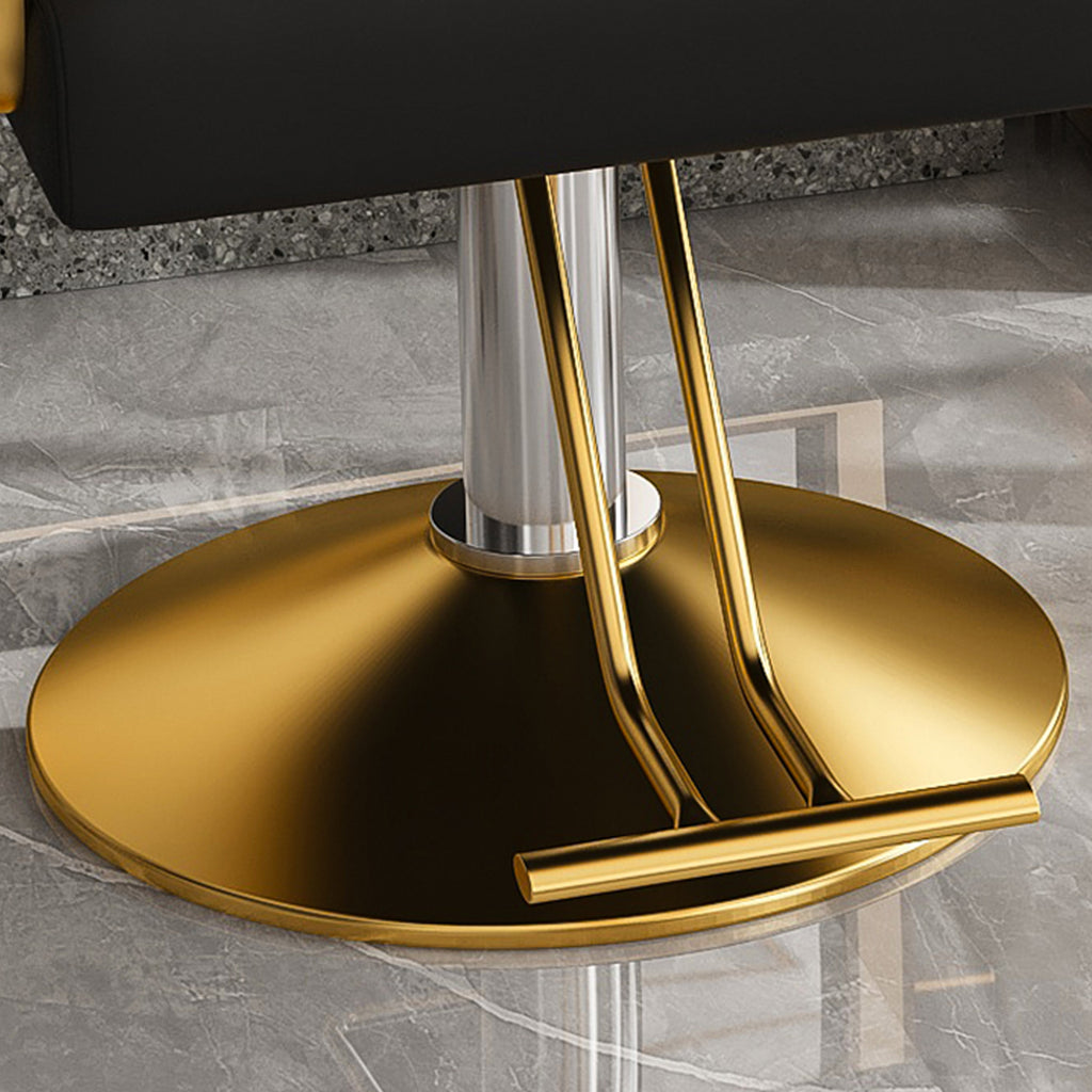 Hydraulic Salon Chair, 360° Swivel, Non-Tilting, Black and Gold