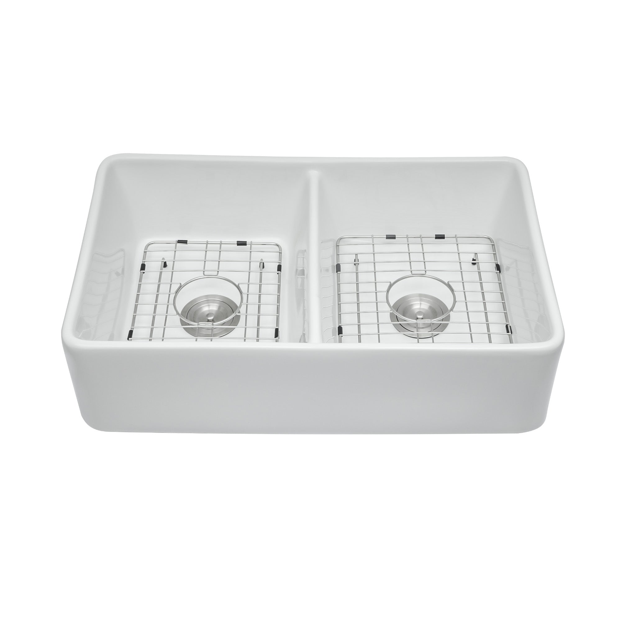 White Farmhouse Sink - Double Bowl Ceramic