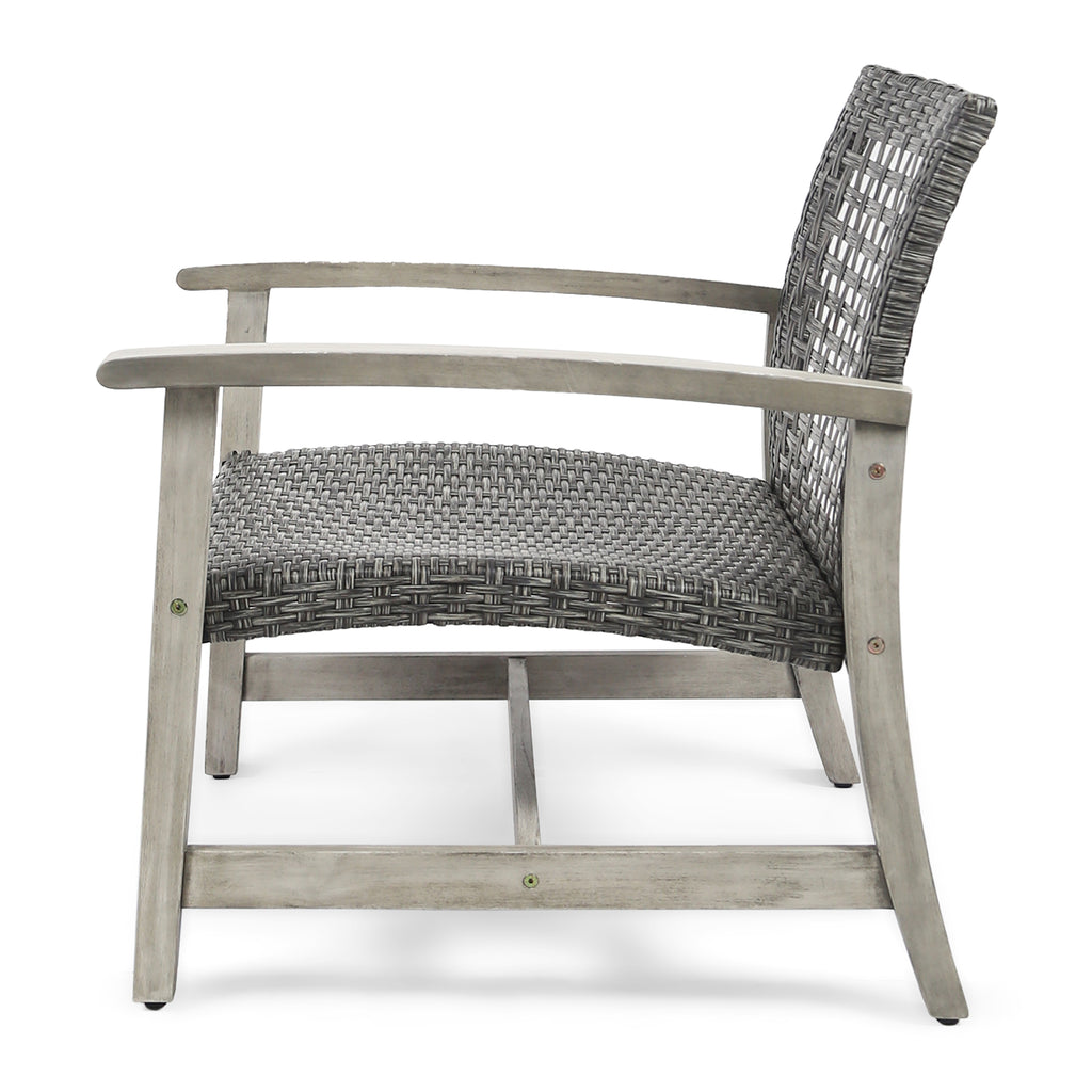 Hampton Wood + Wicker Club Chair Set of 2