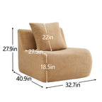 Armless Sofa with Pillow - Teddy Fabric in Camel