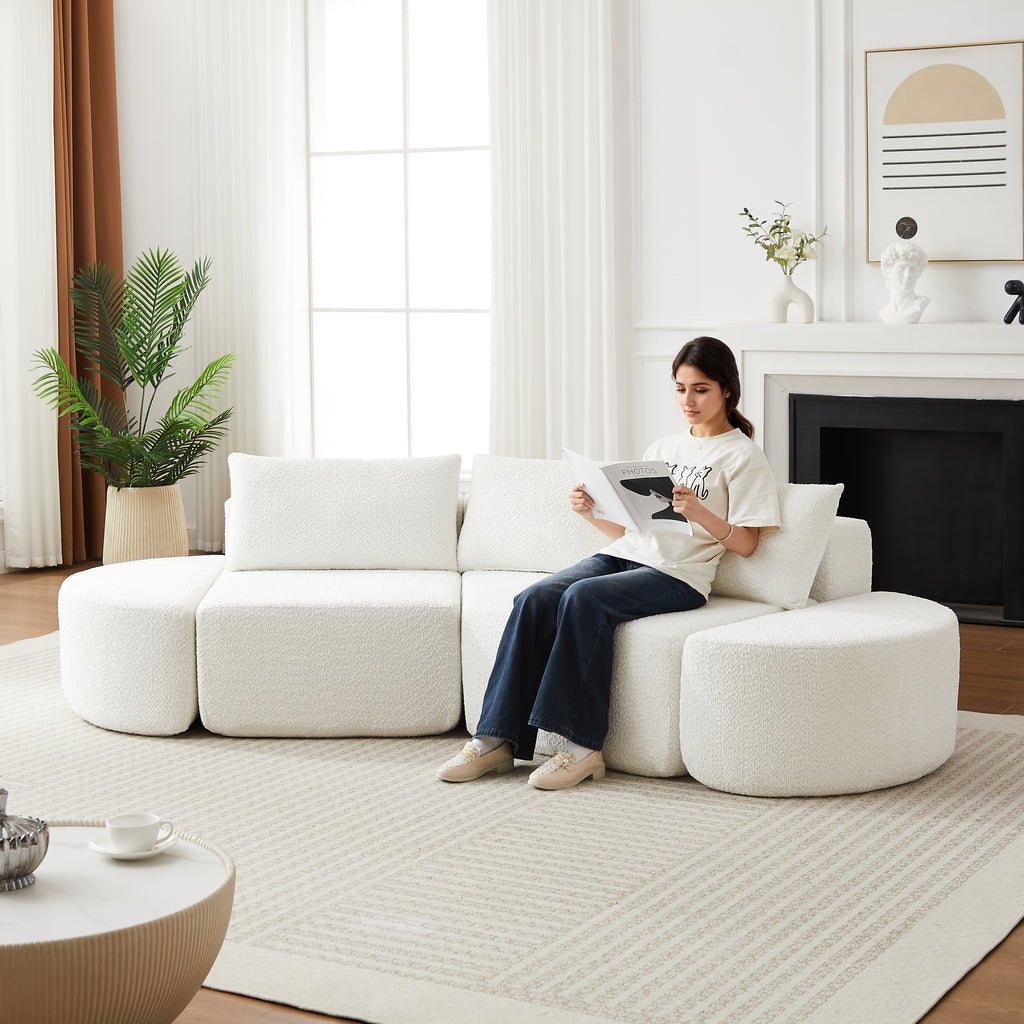 106.3-Inch V-Shaped Modular Sofa Set in Chenille Fabric