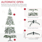 HOMCOM 9' Tall Unlit Snow Flocked Pine Artificial Christmas Tree