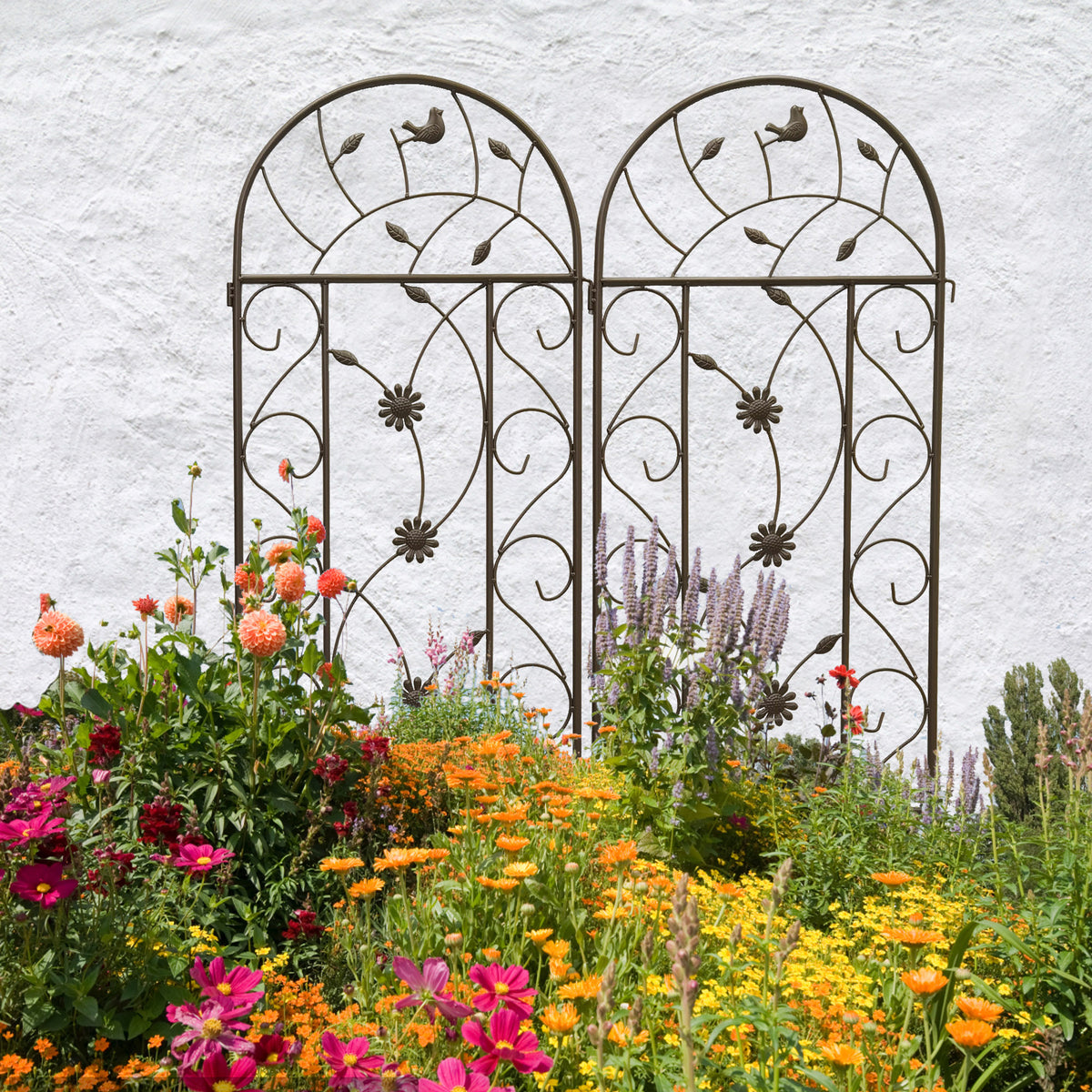 4-Pack Metal Garden Trellis, 86.7 x 19.7 Inches, Rustproof Iron, Brown