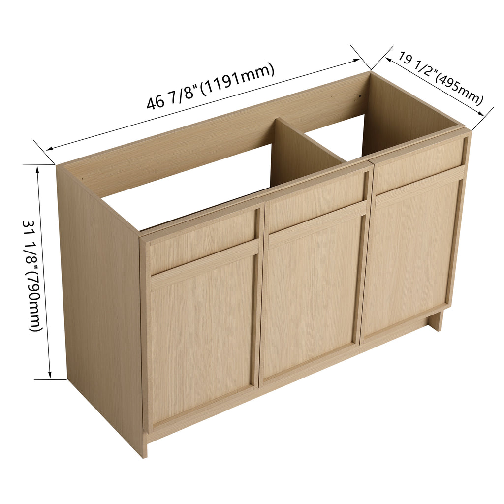 48" Freestanding Bathroom Vanity & 3 Soft-Close Cabinet Doors