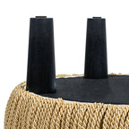 Edward 17.5" Round Upholstered Ottoman with Bullion Fringe Fawn
