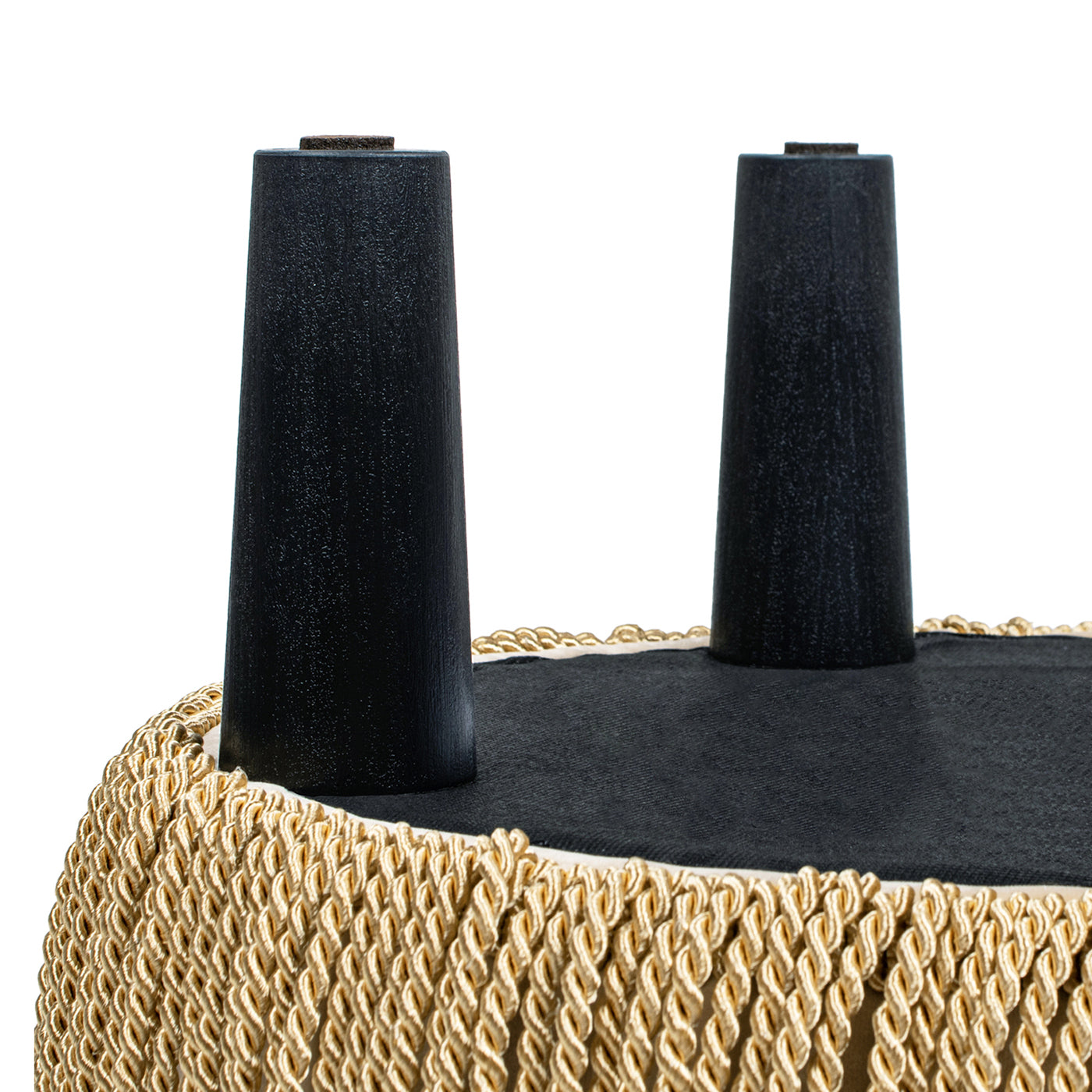 Edward 17.5" Round Upholstered Ottoman with Bullion Fringe Fawn