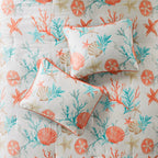 7 Piece Cotton Sateen Comforter Set - Coral - Cal King