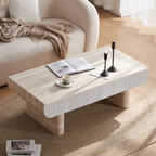 Mid Century Modern Coffee Table with Faux Marble Top