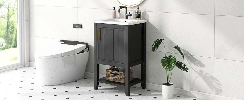 20" Bathroom Vanity with Sink - Black Cabinet