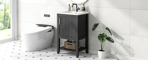 20" Bathroom Vanity with Sink - Black Cabinet