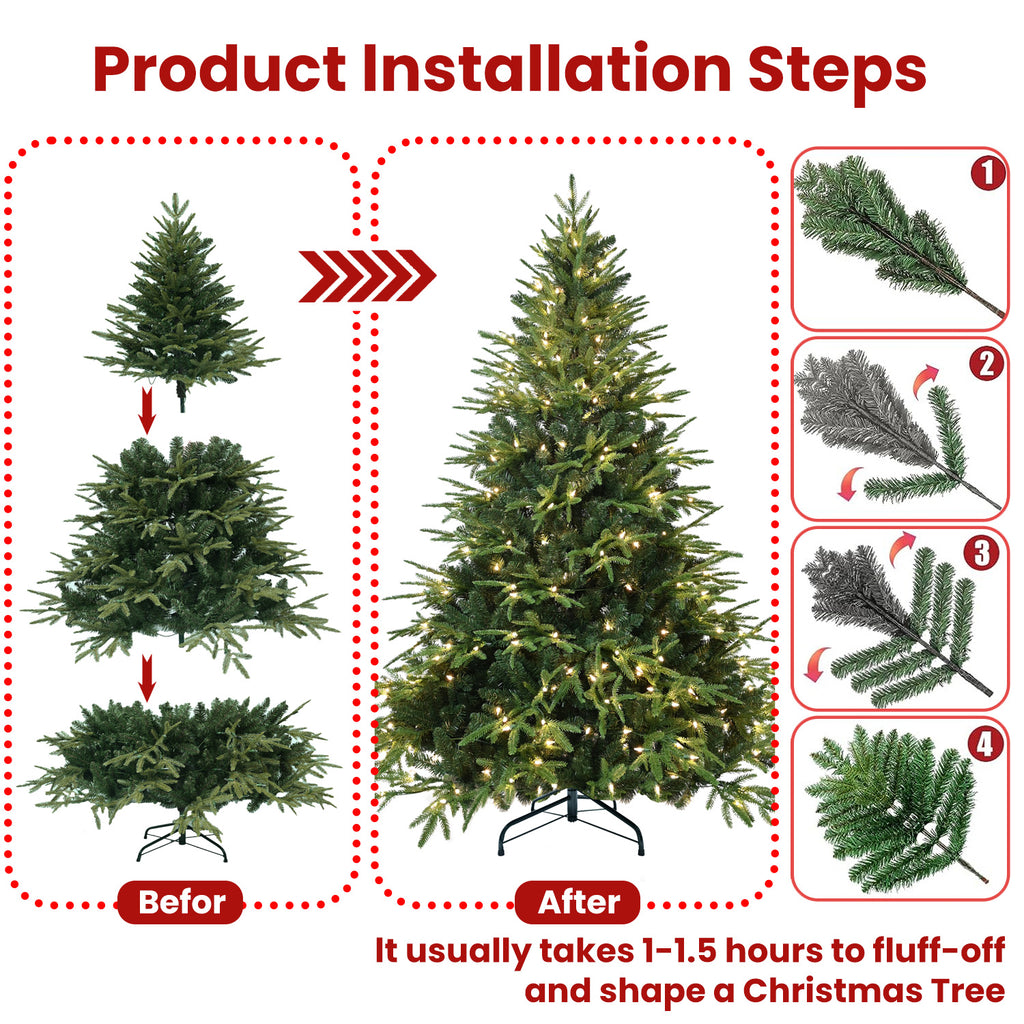 5ft Pre-Lit Artificial Christmas Tree with 300 Warm Lights