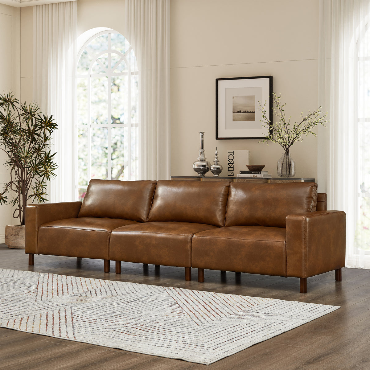 112" Luxury PU Leather Sofa