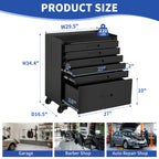34.3" Rolling Tool Chest with 6 Drawers