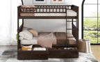Full Over Full Bunk Bed with Drawers, Convertible Beds