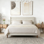 King Size Bed Frame with High Wave-Shaped Headboard