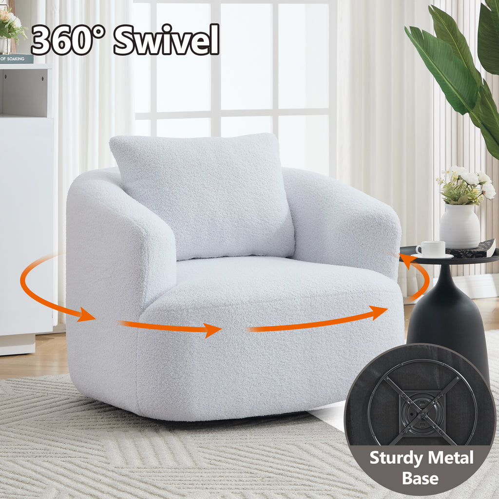 360° Swivel Round Upholstered Comfy Chair