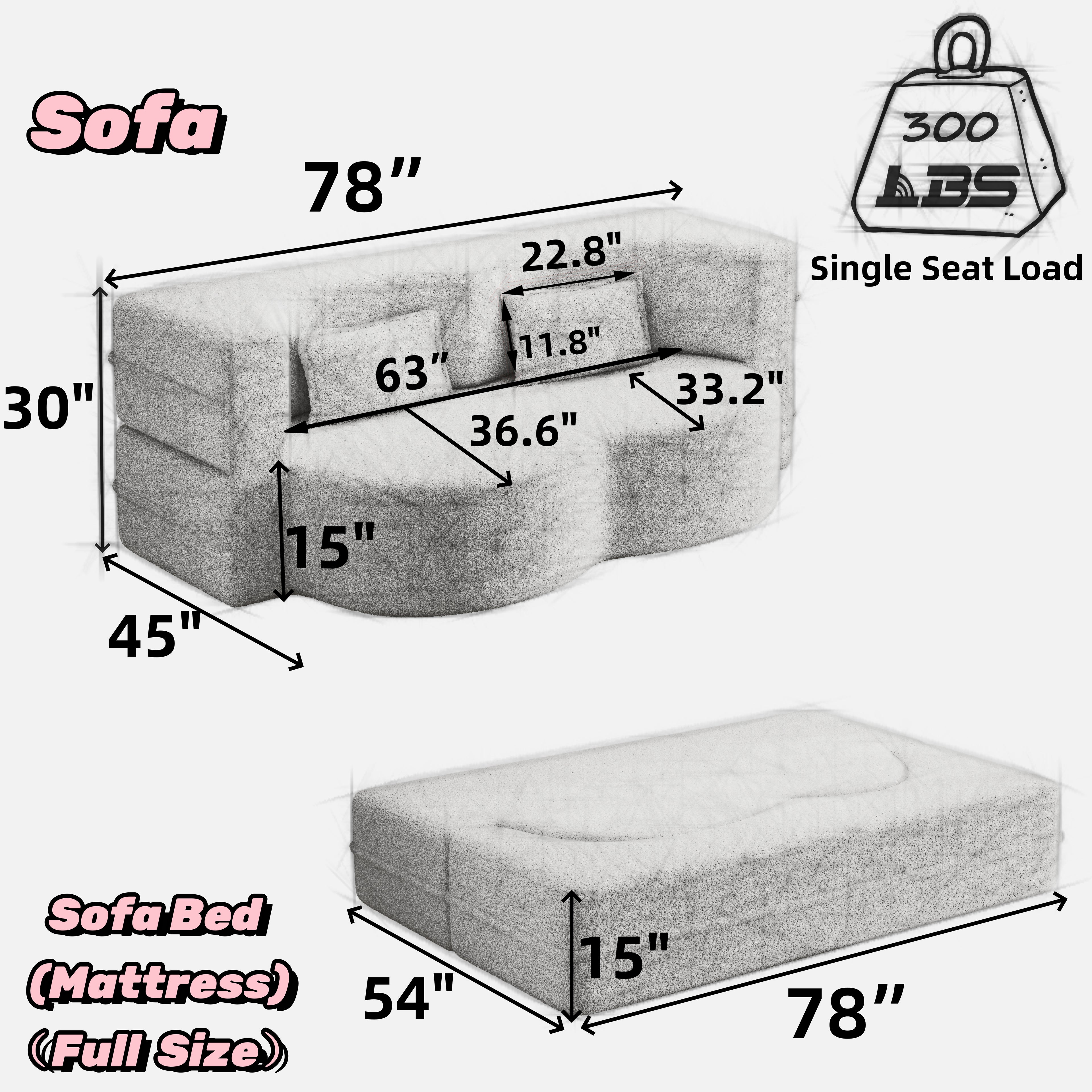 Modern Floor Sofa Bed with Pillows