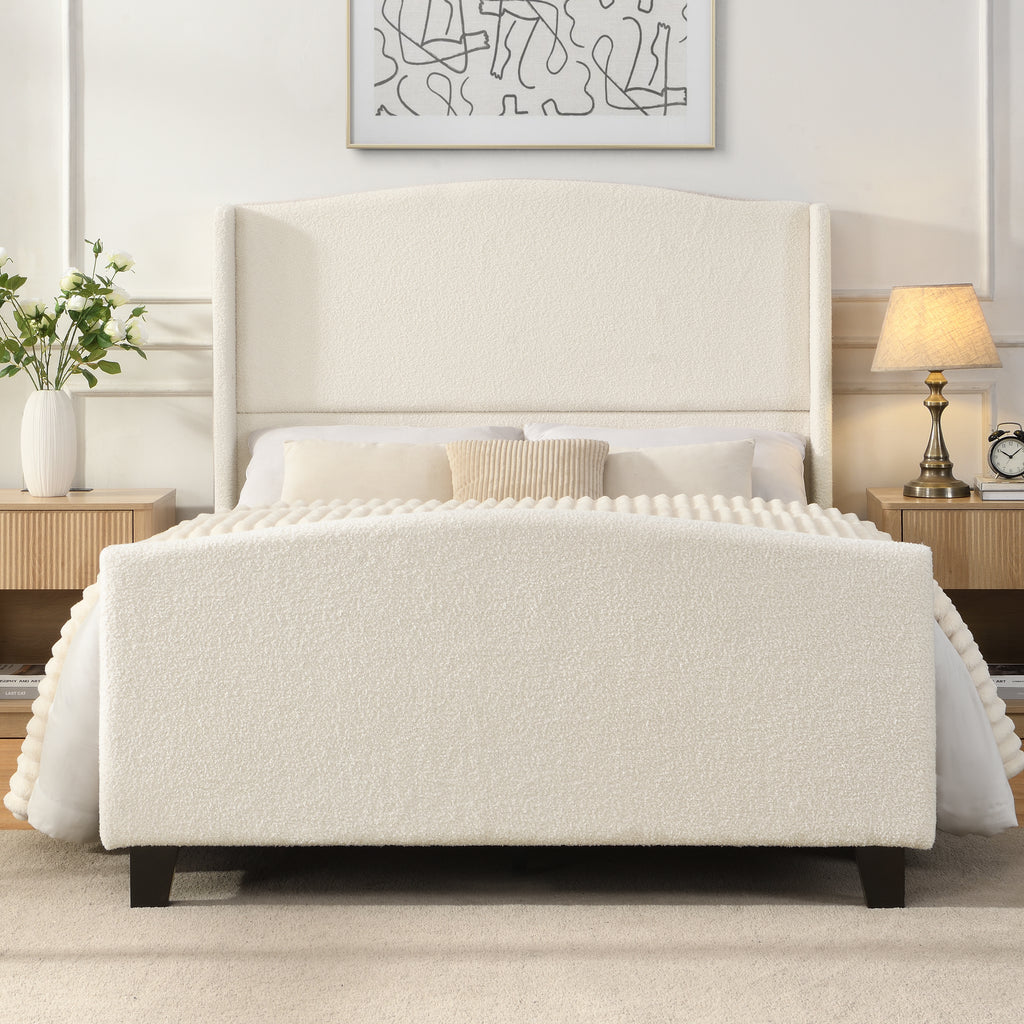 Full Size Bed Frame with Upholstered Headboard