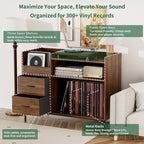 Record Player Stand with Storage for 500+ Albums