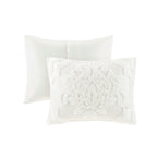 3 Piece Tufted Cotton Chenille Damask Comforter Set