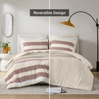 3-Piece Full/Queen Stripe Textured Print Comforter Set