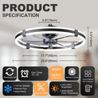 23.6'' LED Ceiling Fan Light Remote DC Motor