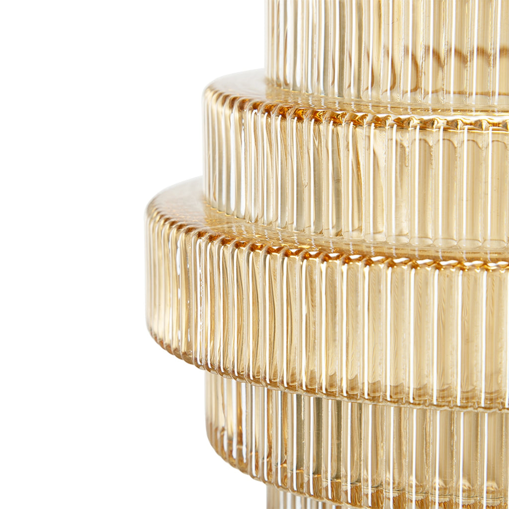 D5.9x6.7" Tiered Geometric Amber Luster Clear Vase, Set of 2