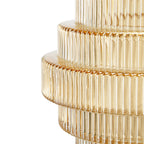 D5.9x6.7" Tiered Geometric Amber Luster Clear Vase, Set of 2