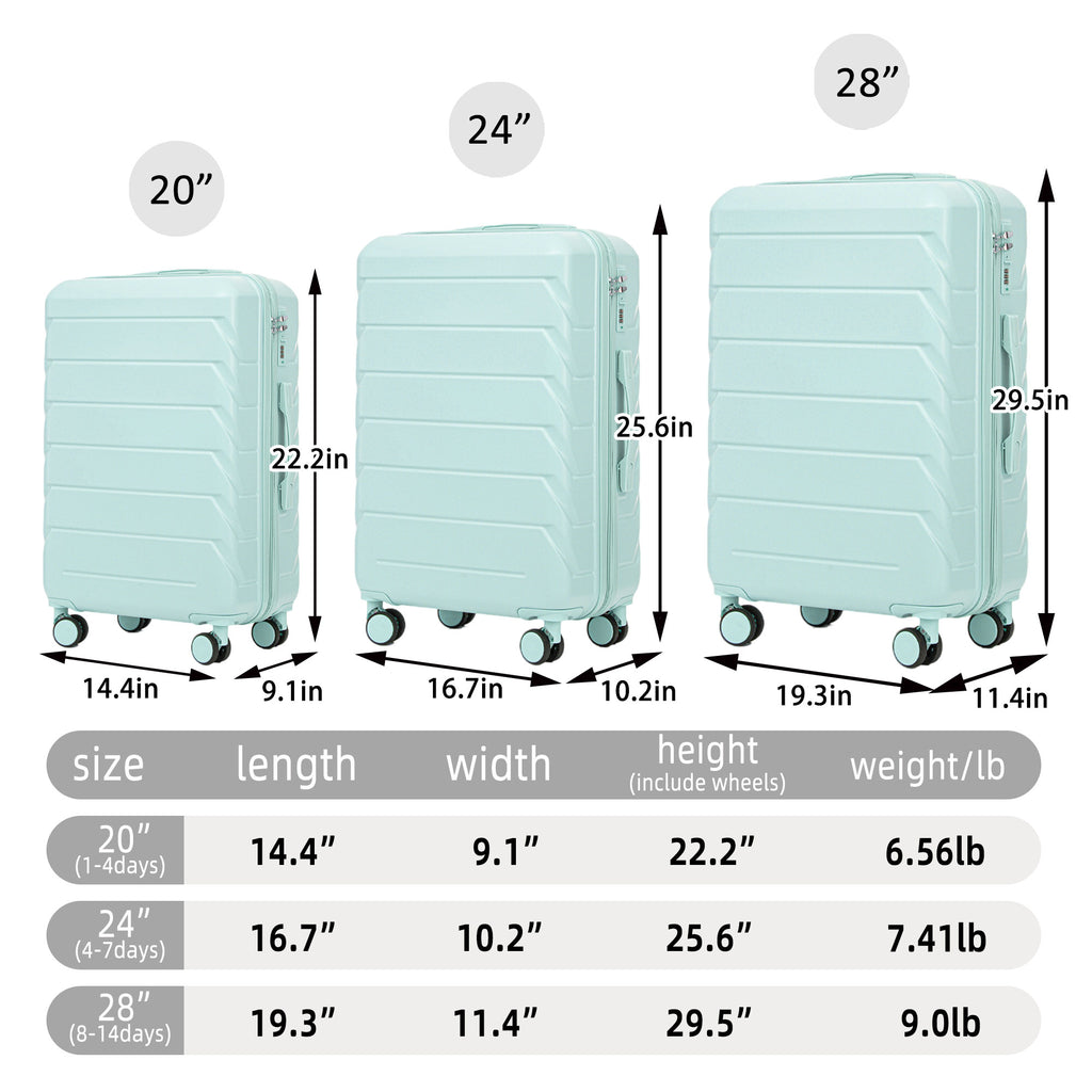 Hifine Tourist 3 Pcs Spinner Wheel Luggage Set