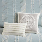 3 Piece Cotton Jacquard Comforter Set Aqua Full/Queen