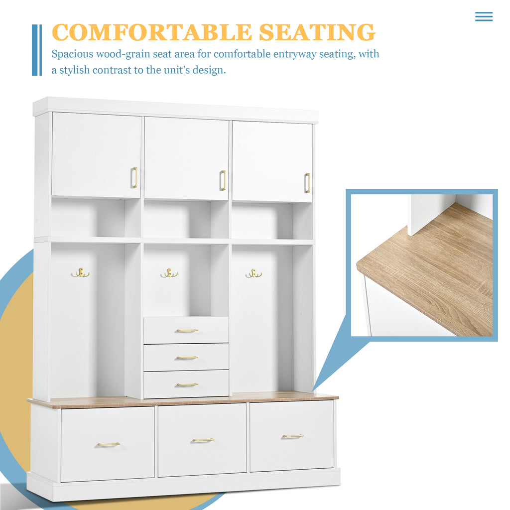 U-Can 75" H Entryway Hall Tree with Bench and Storage