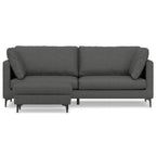 Ava 90 Inch Mid Century Sofa with Ottoman Set