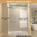 56-60 in.W x 76 in.H Semi-Frameless Sliding Shower Door