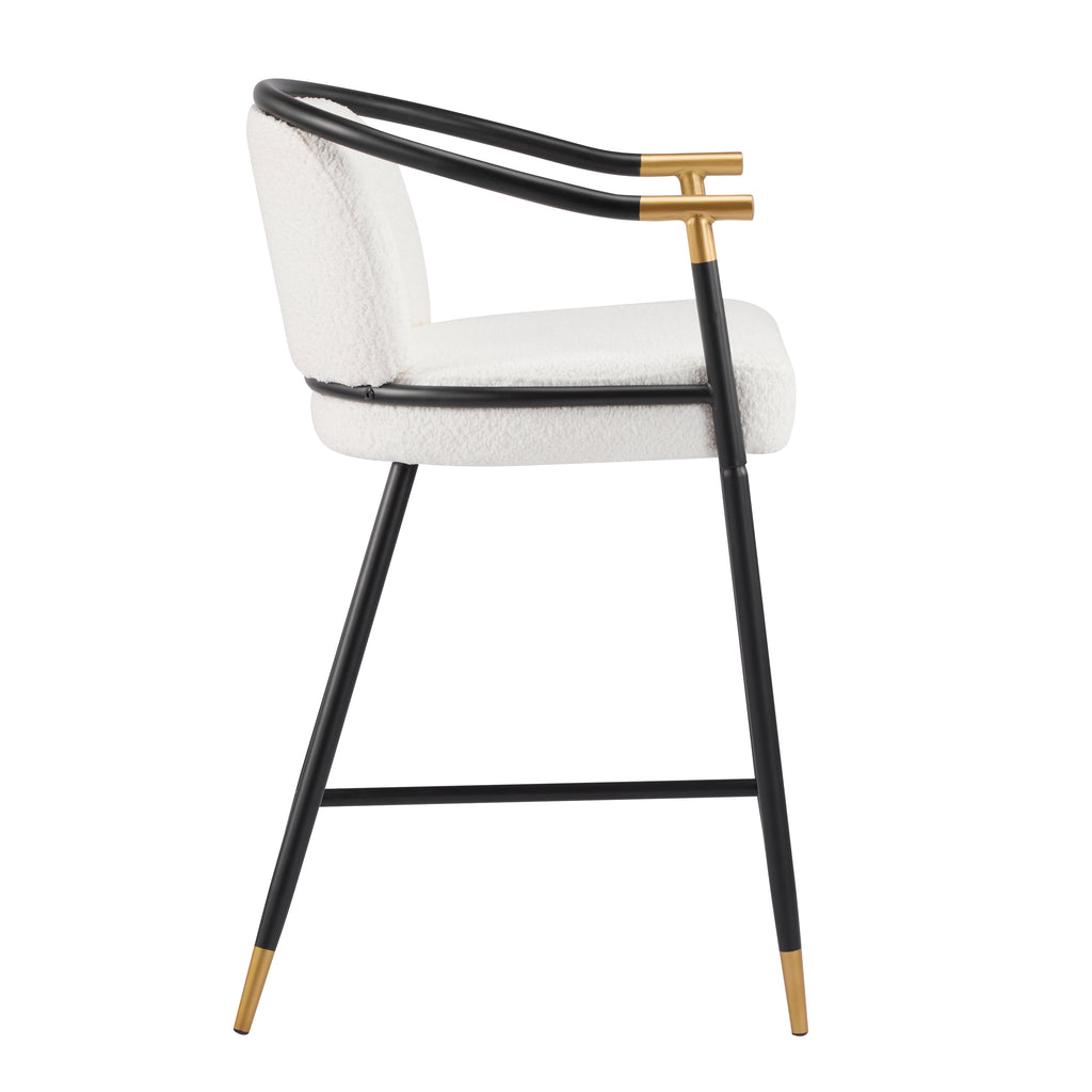 26" H Upholstered Counter Stool with Metal Frame (Set of 2) - Beige
