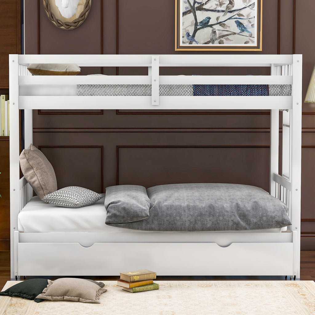 Twin Over Pull-Out Bunk Bed with Trundle, White