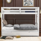 Twin Over Pull-Out Bunk Bed with Trundle, White