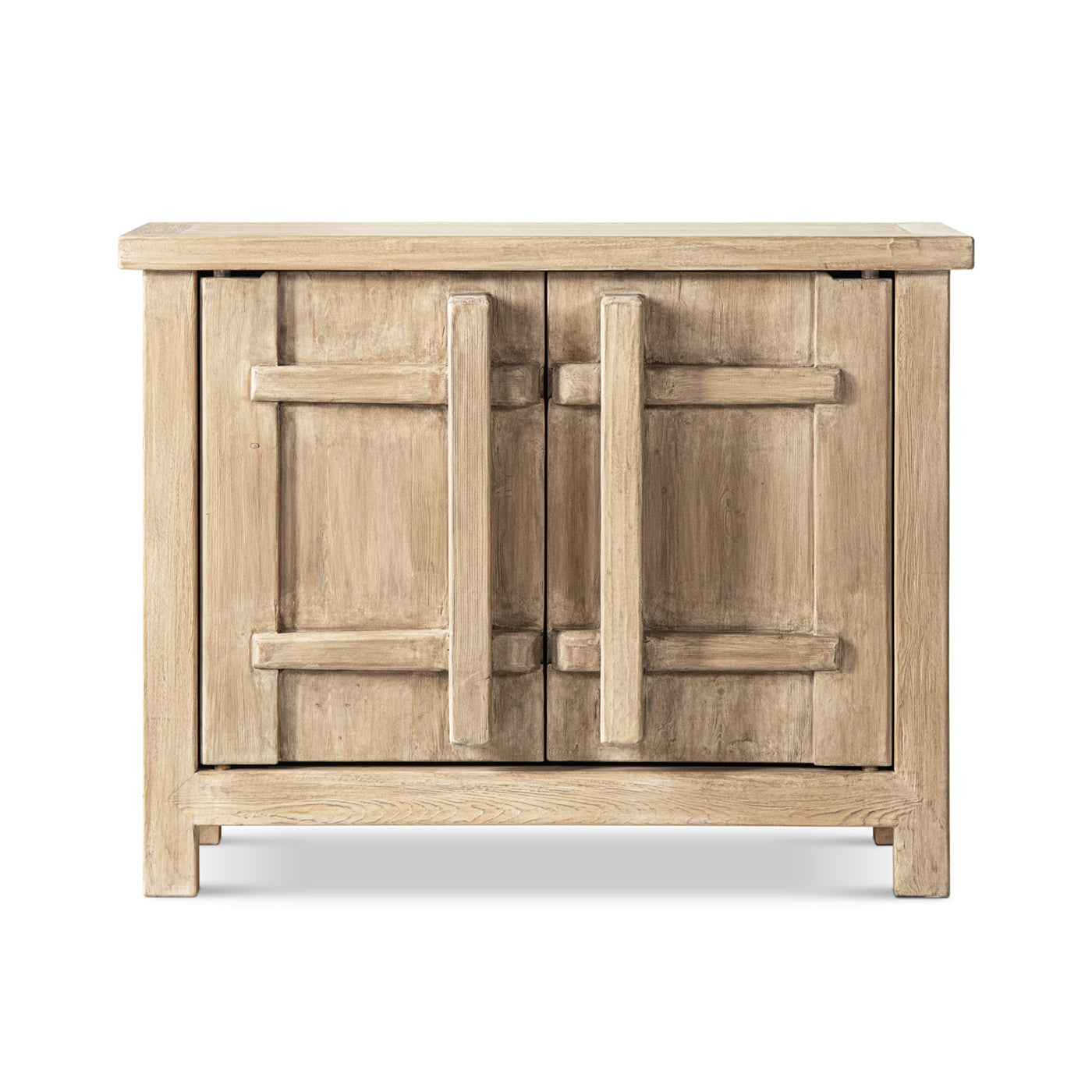 Rowan 48" Solid Reclaimed Pine 2-Door Crossbar Accent Storage Cabinet