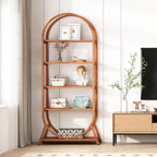 70.8" 5-Tier Modern Brown Arched Open Bookshelf