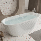 59" Acrylic Freestanding Bathtub with Unique Diamond Pattern Design