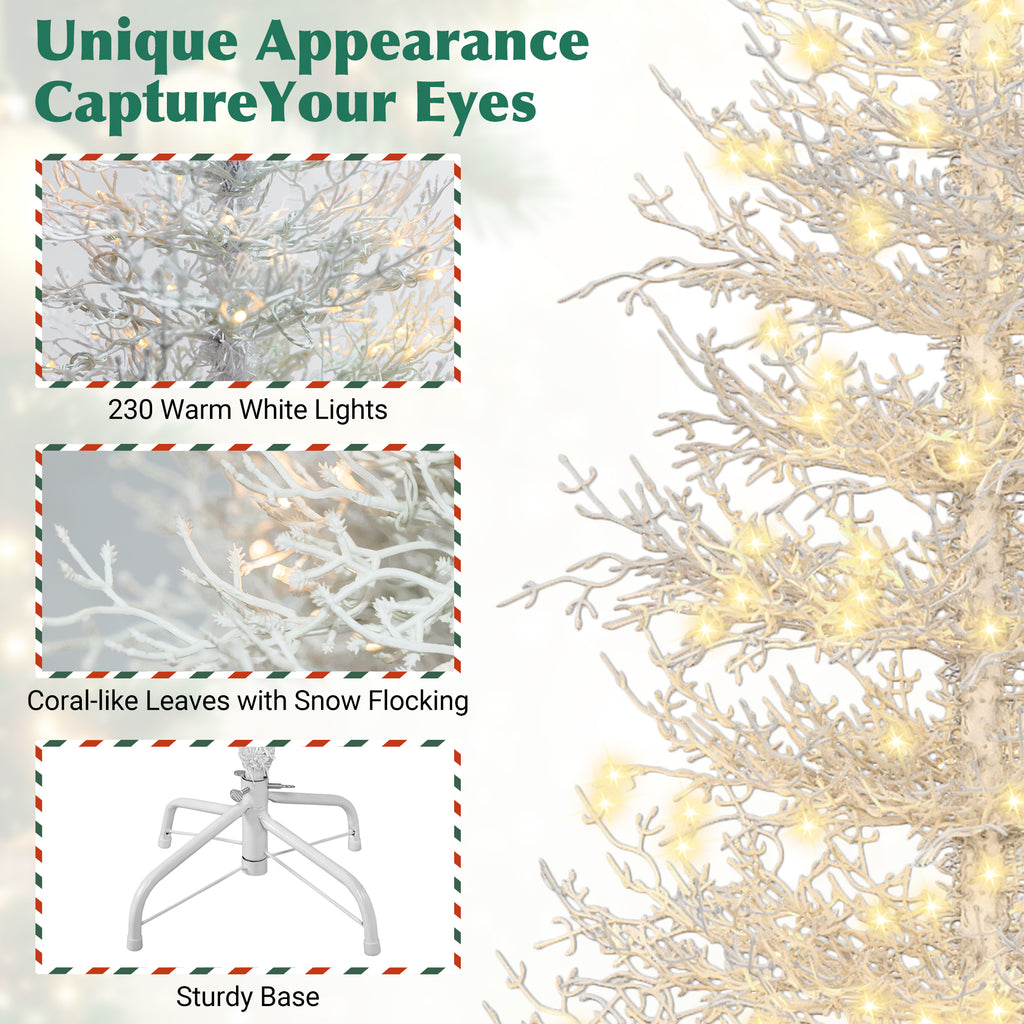 4ft Pre-lit Aspen Fir Artificial Christmas Tree, White, 280 Branch Tips, 230 Warm LED Lights
