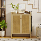 42.5" Tall Rattan Shoe Cabinet with Doors