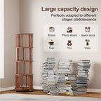 Solid Wood Rotating Bookshelf on Wheels - 4 Tier