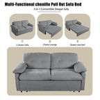 Convertible Pull-Out Queen Sleeper Sofa, 3-in-1 Design