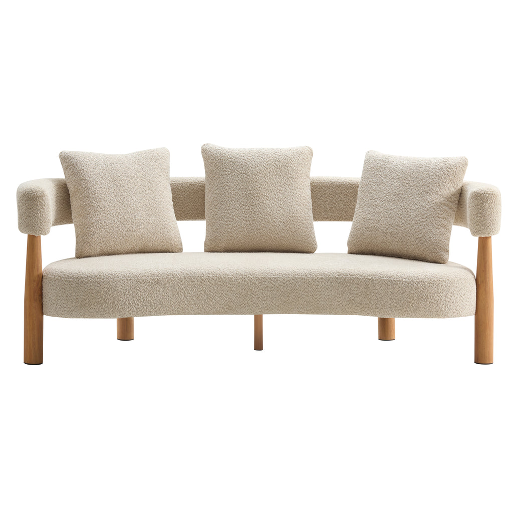 Luxe 76.5 in. Curved 3 Seater Modern Upholstered Boucle Sofa